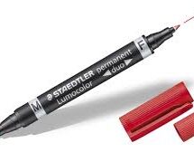 ماژیک قلمی دو سر قرمزرنگ استدلر مدل Lumocolor کد 2-348