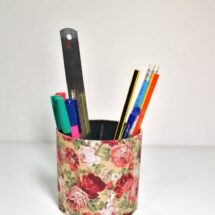 جا قلمی گرد بزرگ پارچوب