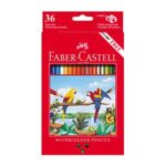 مداد رنگی ۳۶ رنگ آبرنگی جلد مقوایی، طرح طوطی فابرکاستل