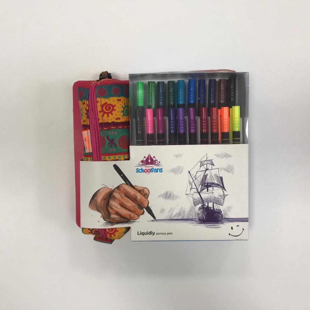 ست جامدادی و روان نویس نوک نمدی 92132 اسکول فنس ست جامدادی و روان نویس نوک نمدی 92132 اسکول فنس